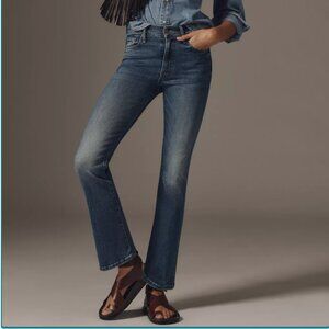 NWT MOTHER The Insider Flood Mid-Rise Fray Jeans, Size 26P